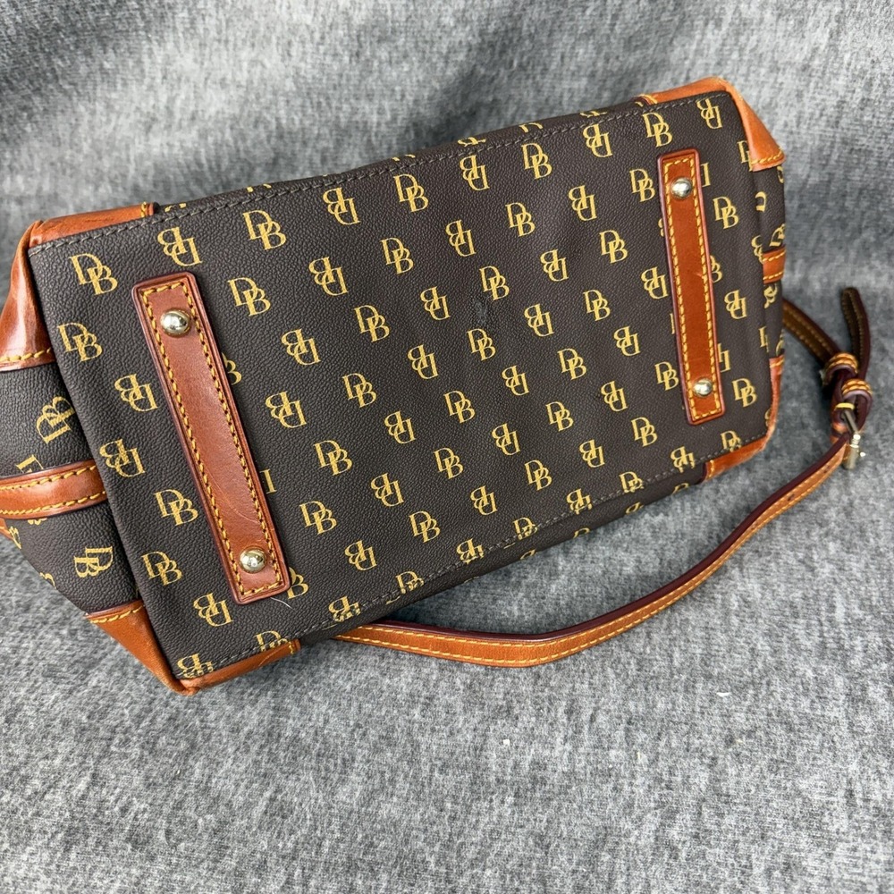 Dooney & Bourke Satchel Crossbody Bag Womens Medium Brown DB Canvas Red Lining - Picture 4 of 12
